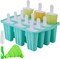Popsicle Molds, 12 Pieces Silicone Ice Pop Molds Popsicle Mold Silicone BPA Free Reusable 14 Sticks Easy Release Ice Pop Make (Green, 12 Cavities)